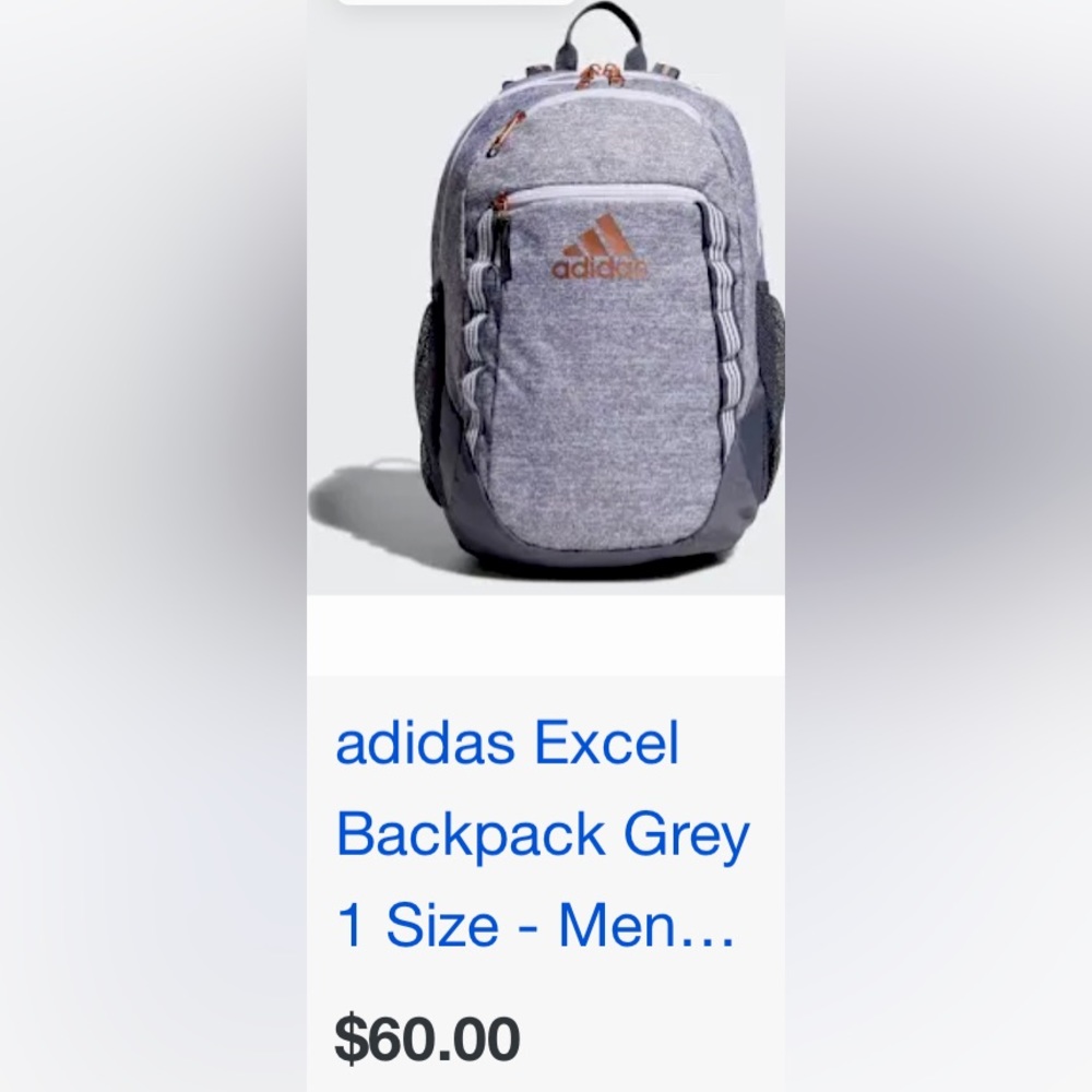 Adidas Excel 6 backpack in the color Jersey grey/Onix grey/ Rose gold.